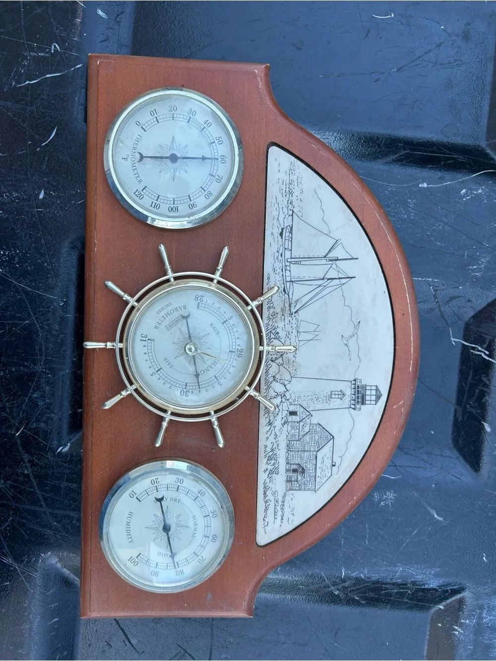 Vintage Nautical Weather Station Barometer Thermometer Hygrometer Vintage